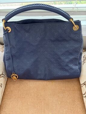 Louis Vuitton Navy Empteinte Monogram Shoulder Hobo with Gold Hardware